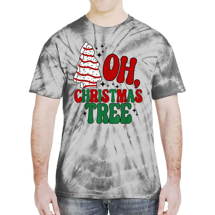 Festive Holiday Pajama Set with Retro Christmas Tree Design Tie-Dye T-Shirt