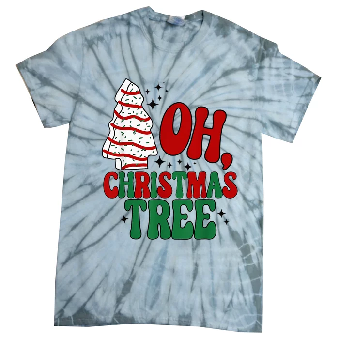 Festive Holiday Pajama Set with Retro Christmas Tree Design Tie-Dye T-Shirt