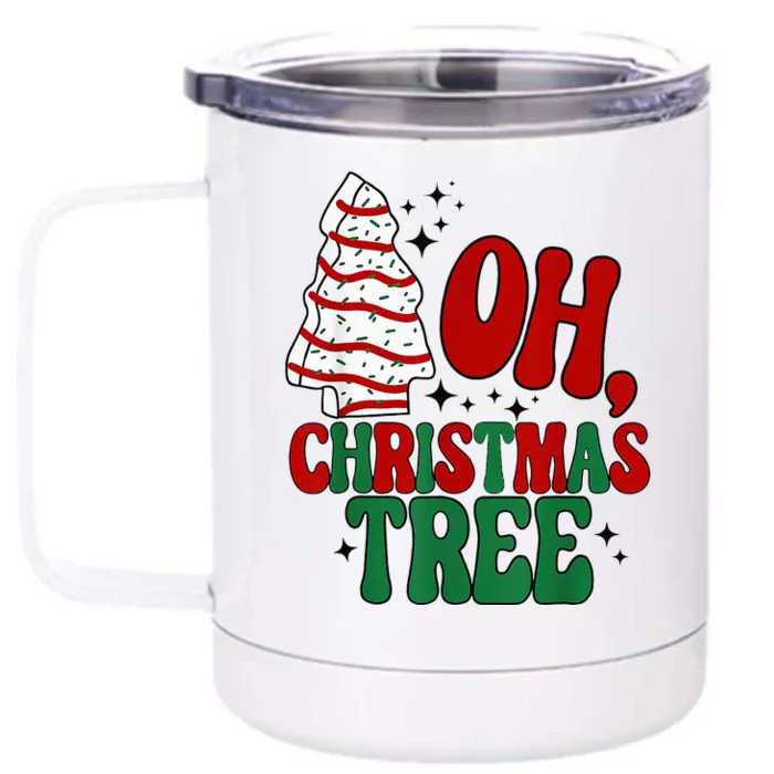 Festive Holiday Pajama Set with Retro Christmas Tree Design Front & Back 12oz Stainless Steel Tumbler Cup