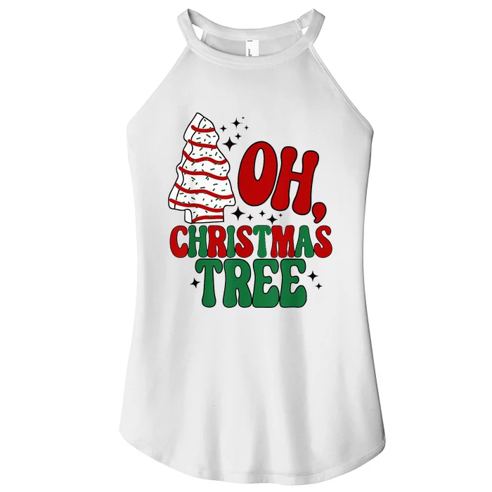 Festive Holiday Pajama Set with Retro Christmas Tree Design Women’s Perfect Tri Rocker Tank