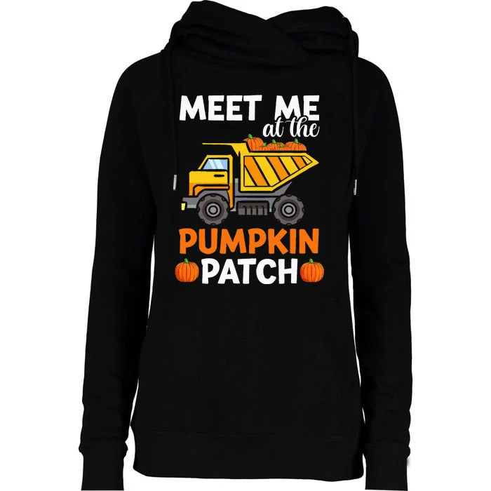 Fall Harvest Pumpkin Truck Womens Funnel Neck Pullover Hood