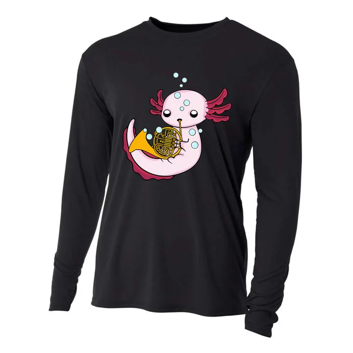 French Horn Player Axolotl Big Band French Horn Cooling Performance Long Sleeve Crew