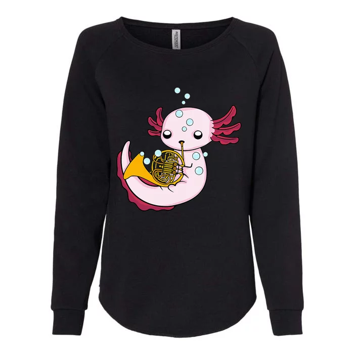 French Horn Player Axolotl Big Band French Horn Womens California Wash Sweatshirt