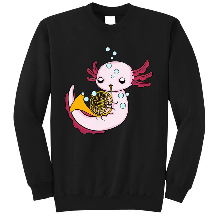 French Horn Player Axolotl Big Band French Horn Tall Sweatshirt