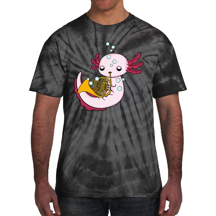 French Horn Player Axolotl Big Band French Horn Tie-Dye T-Shirt