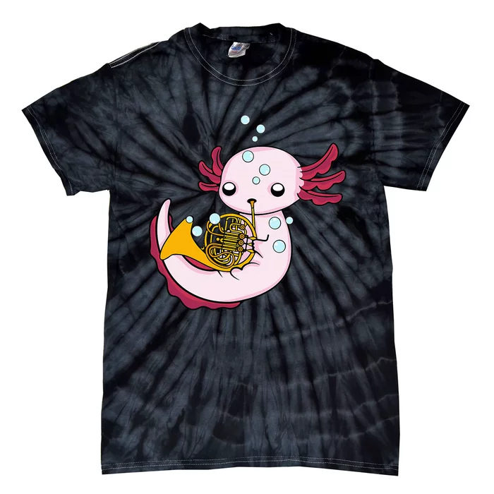 French Horn Player Axolotl Big Band French Horn Tie-Dye T-Shirt