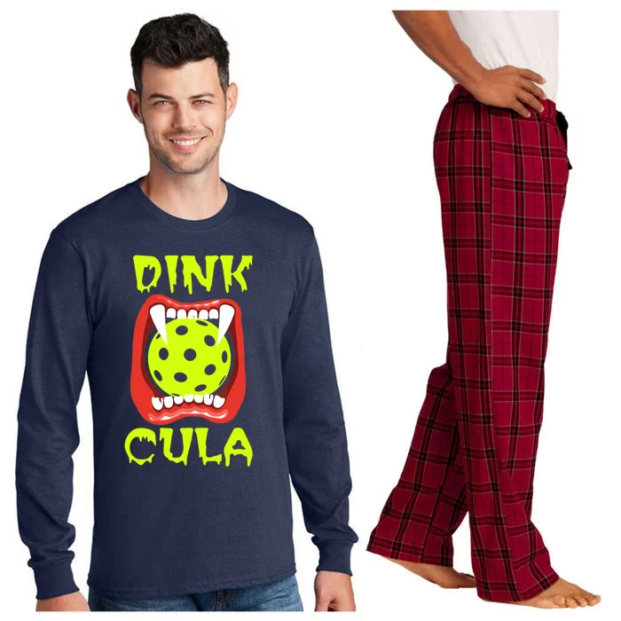 Funny Halloween Pickleball Tee Dinkcula Long Sleeve Pajama Set