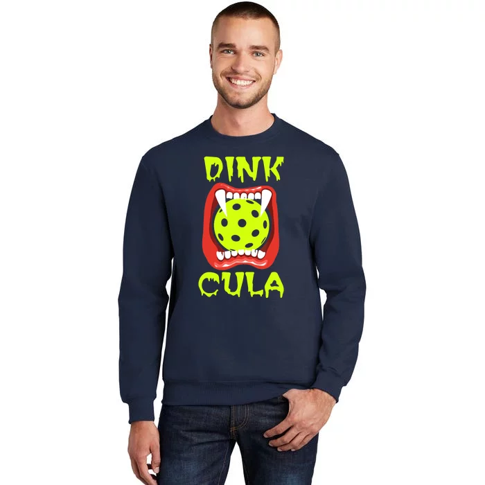 Funny Halloween Pickleball Tee Dinkcula Tall Sweatshirt