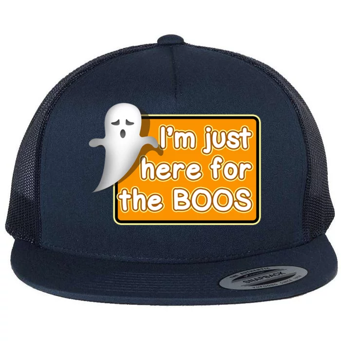 Funny Halloween Party Ing IM Just Here For The Boos Funny Gift Flat Bill Trucker Hat