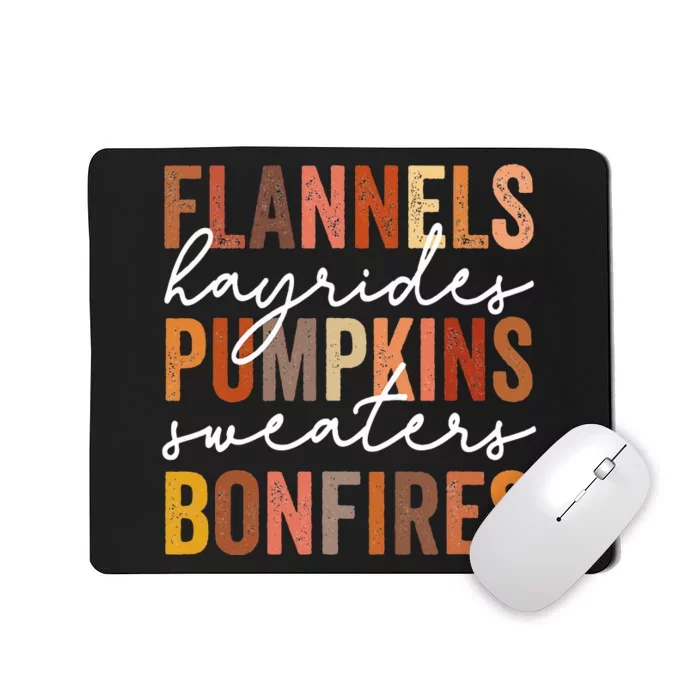 Flannels Hayrides Pumpkins Sweaters Bonfires Autumn Vintage Mousepad