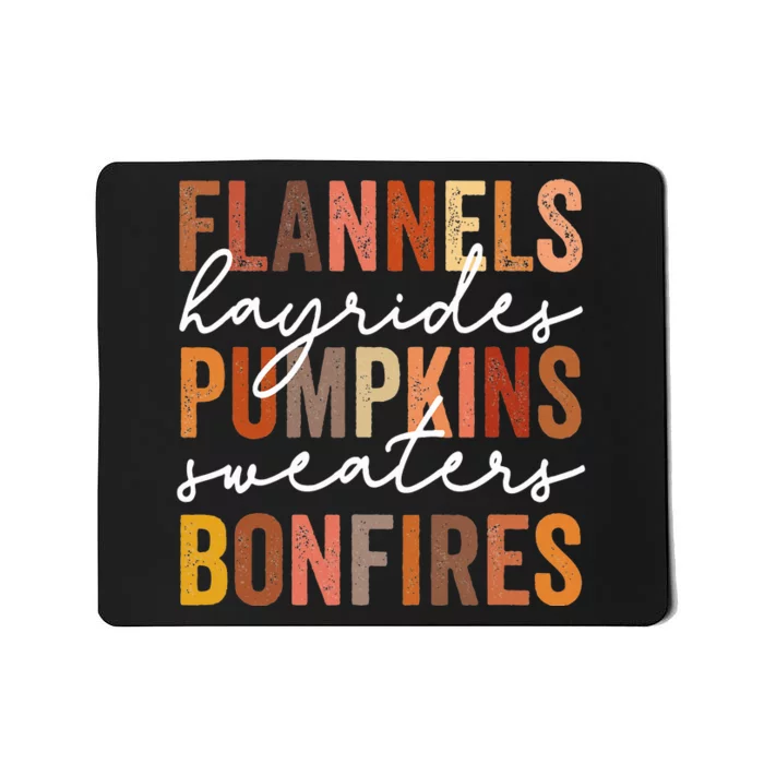 Flannels Hayrides Pumpkins Sweaters Bonfires Autumn Vintage Mousepad