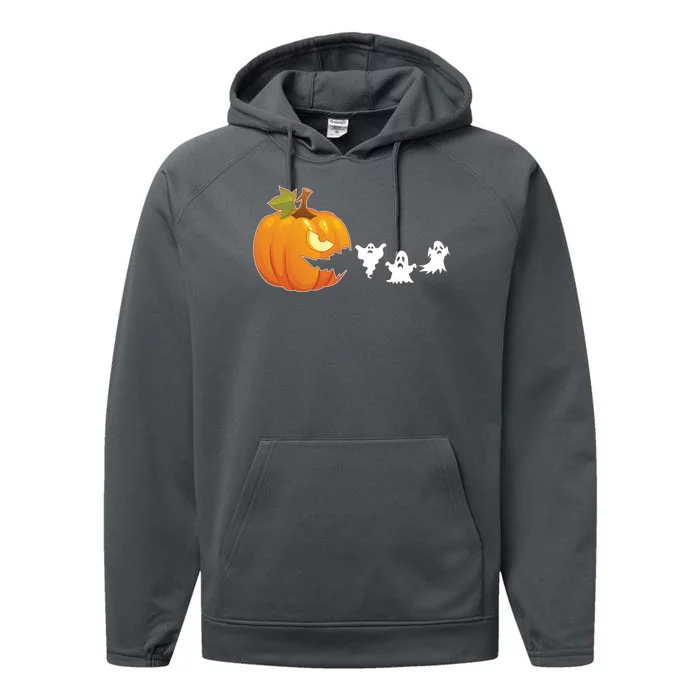 Funny Halloween Pac Man Pumpkin Ghost Performance Fleece Hoodie