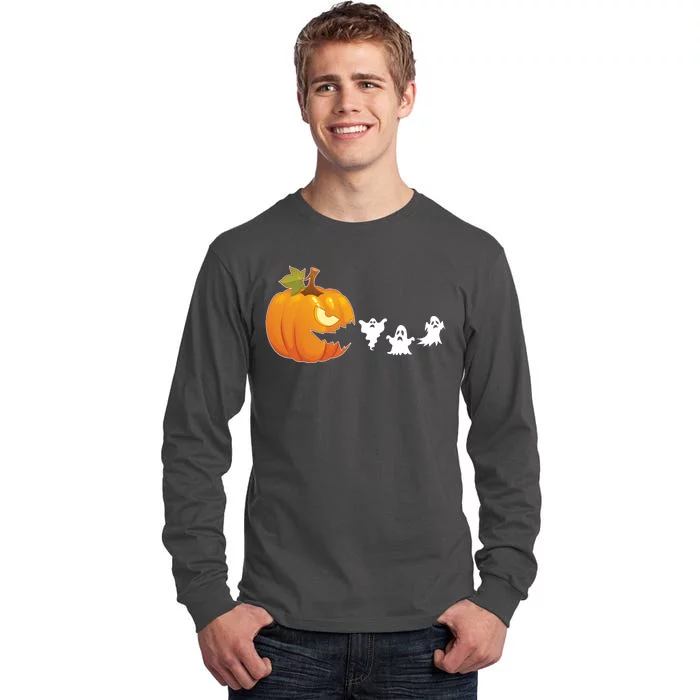 Funny Halloween Pac Man Pumpkin Ghost Tall Long Sleeve T-Shirt