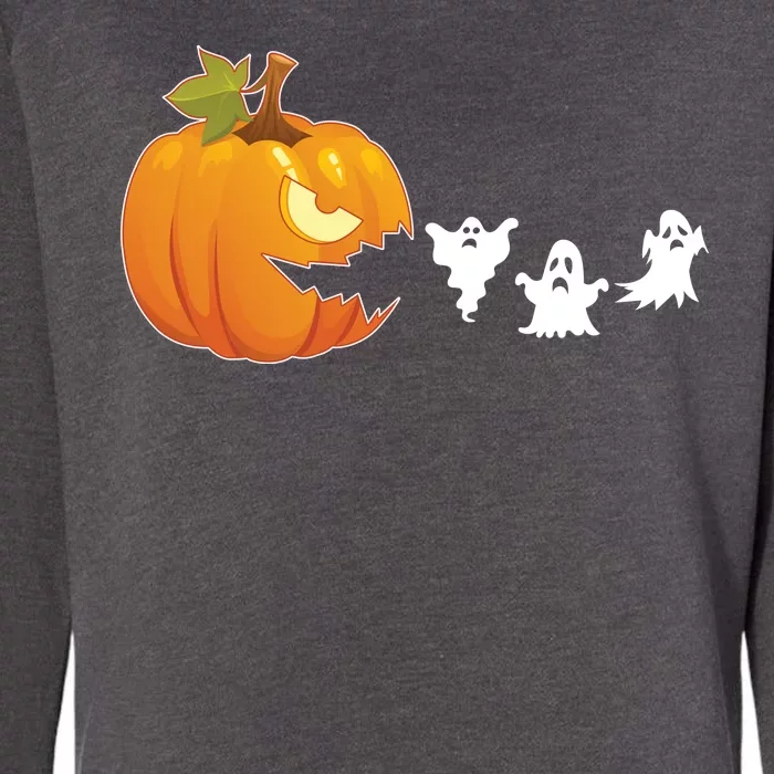 Funny Halloween Pac Man Pumpkin Ghost Womens California Wash Sweatshirt