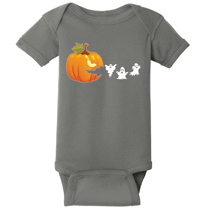 Funny Halloween Pac Man Pumpkin Ghost Baby Bodysuit