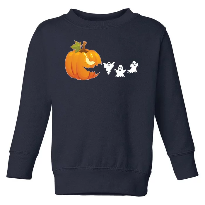 Funny Halloween Pac Man Pumpkin Ghost Toddler Sweatshirt