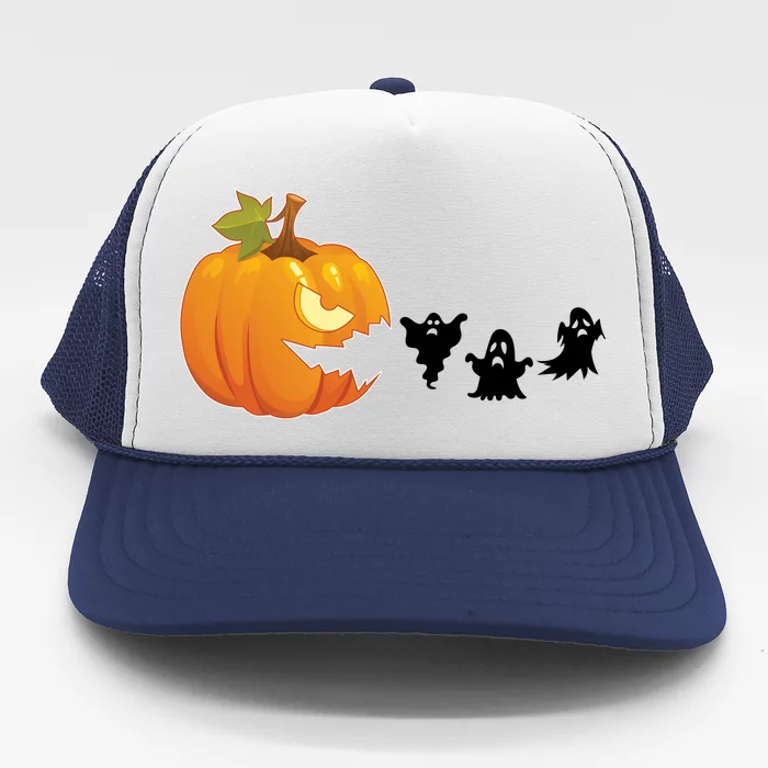 Funny Halloween Pac Man Pumpkin Ghost Trucker Hat