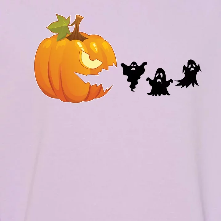 Funny Halloween Pac Man Pumpkin Ghost Garment-Dyed Sweatshirt