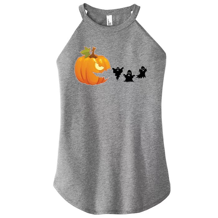 Funny Halloween Pac Man Pumpkin Ghost Women’s Perfect Tri Rocker Tank