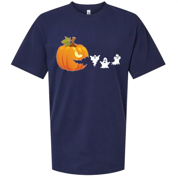 Funny Halloween Pac Man Pumpkin Ghost Sueded Cloud Jersey T-Shirt