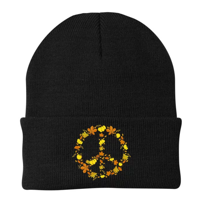 Fall Harvest Pumpkin Peace Sign Thanksgiving Decor Knit Cap Winter Beanie