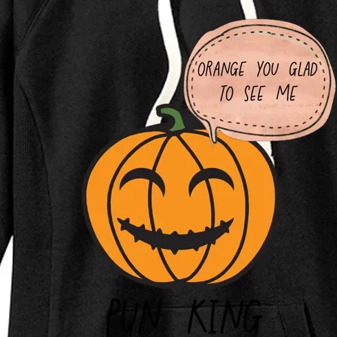 Funny Halloween Pumpkin Pun Joke Dad Joke Pun King Orange Gift Women's Fleece Hoodie