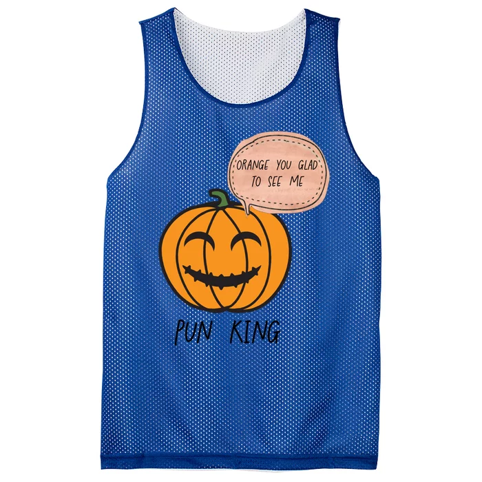 Funny Halloween Pumpkin Pun Joke Dad Joke Pun King Orange Gift Mesh Reversible Basketball Jersey Tank