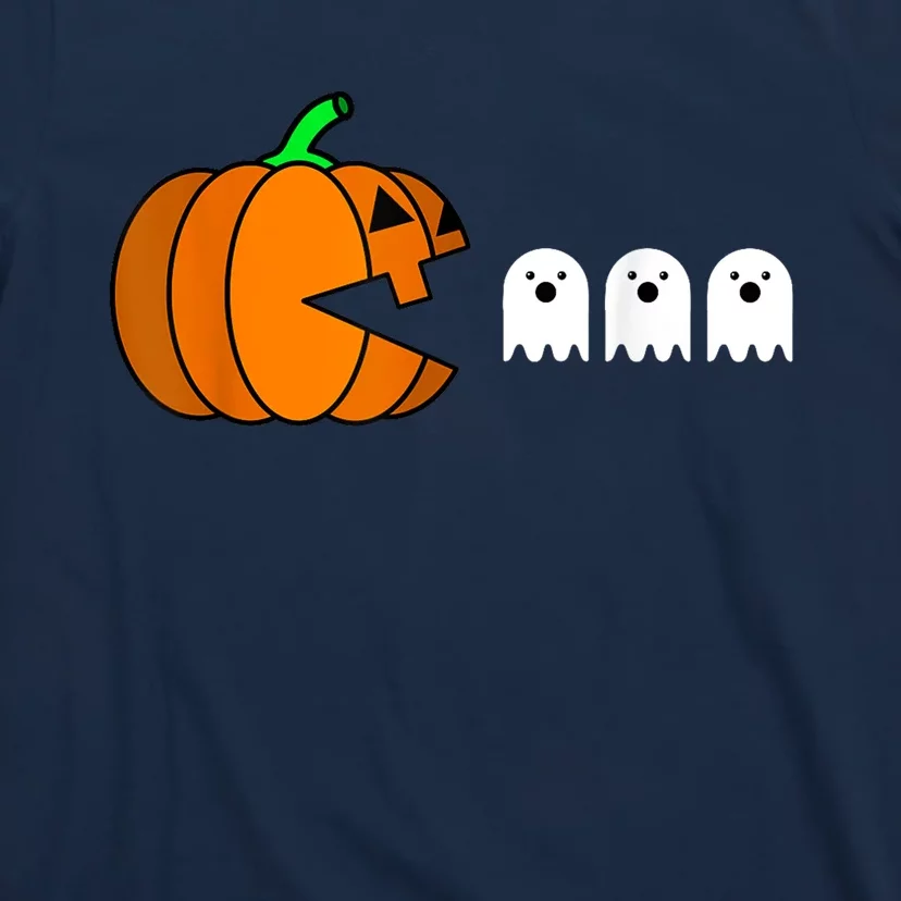 Funny Halloween Pumpkin Eating Ghost Gamer T-Shirt