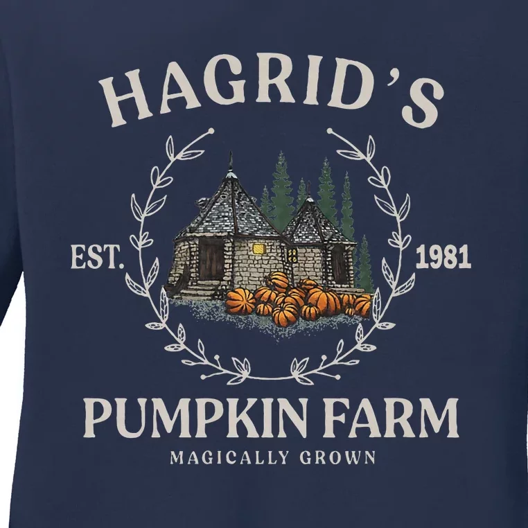 Fall Hagrids Pumpkin Farm Patch Autumn Pumpkin Garden Ladies Long Sleeve Shirt