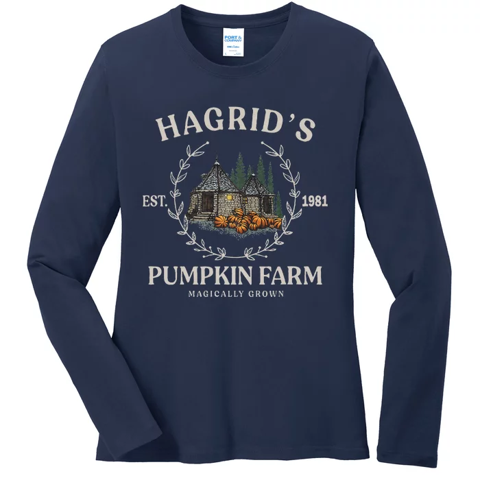 Fall Hagrids Pumpkin Farm Patch Autumn Pumpkin Garden Ladies Long Sleeve Shirt