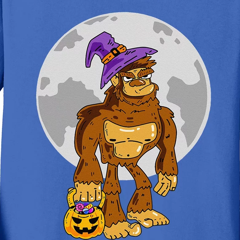 Funny Halloween Pumpkin Bigfoot Costume Gift Kids Long Sleeve Shirt