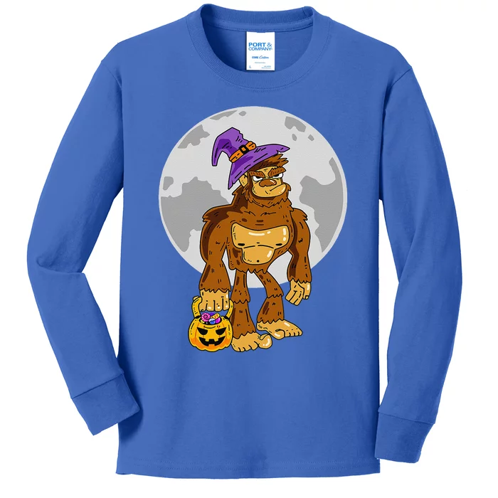 Funny Halloween Pumpkin Bigfoot Costume Gift Kids Long Sleeve Shirt