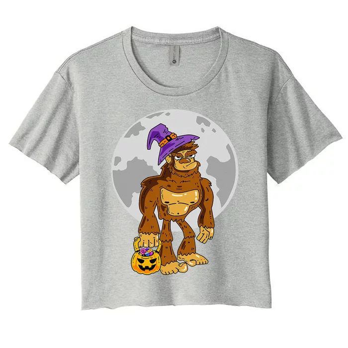 Funny Halloween Pumpkin Bigfoot Costume Gift Women's Crop Top Tee