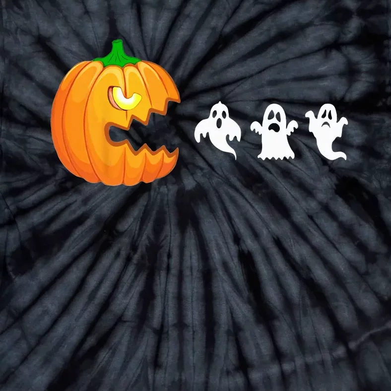 Funny Halloween Pumpkin Eating Ghost Gamer Tie-Dye T-Shirt