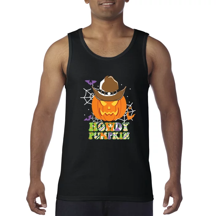 Funny Howdy Pumpkin Vintage Halloween Gift Tank Top