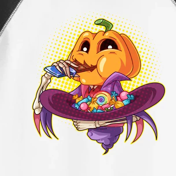 Funny Halloween Pumpkin Head Eating Candy Toddler Fine Jersey T-Shirt