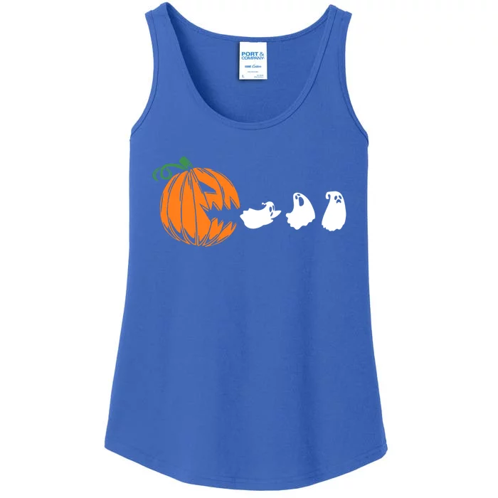 Funny Halloween Pumpkin Eating Ghost Gamer Cute Gift Ladies Essential Tank