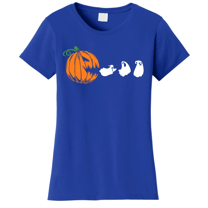 Funny Halloween Pumpkin Eating Ghost Gamer Cute Gift Women's T-Shirt