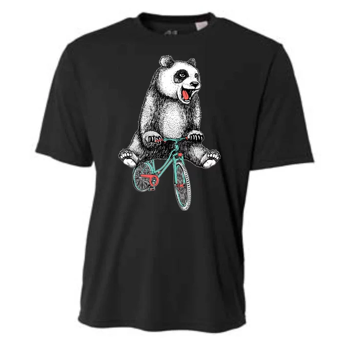 Funny Happy Panda On Bike Bicycle Cooling Performance Crew T-Shirt