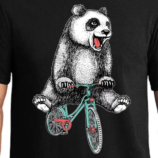 Funny Happy Panda On Bike Bicycle Pajama Set