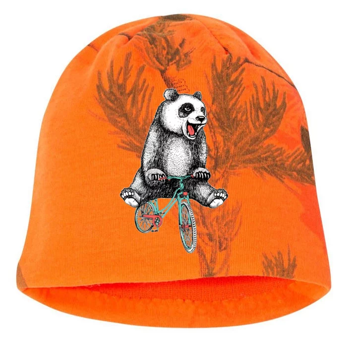 Funny Happy Panda On Bike Bicycle Kati - Camo Knit Beanie