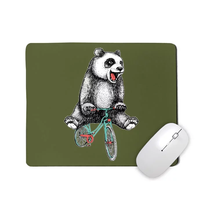 Funny Happy Panda On Bike Bicycle Mousepad