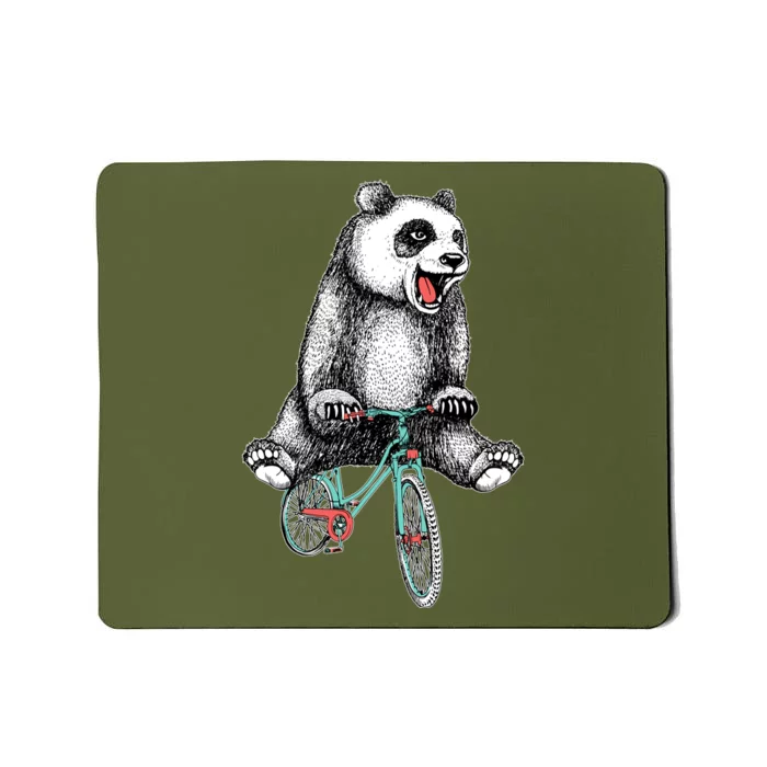 Funny Happy Panda On Bike Bicycle Mousepad