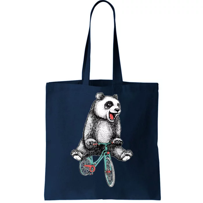 Funny Happy Panda On Bike Bicycle Tote Bag