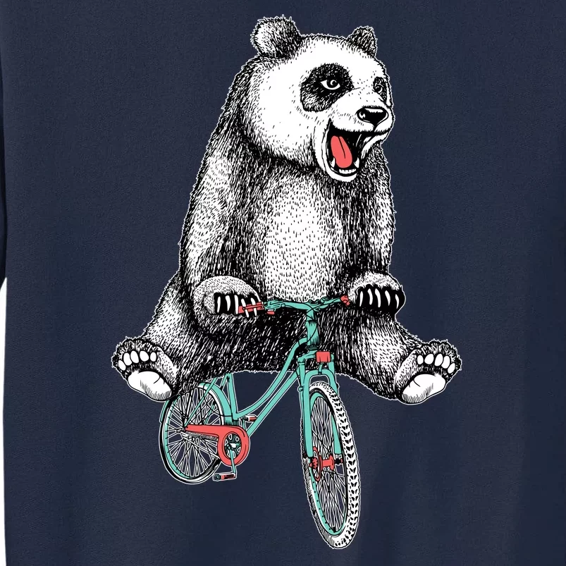 Funny Happy Panda On Bike Bicycle Tall Sweatshirt