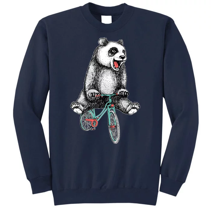 Funny Happy Panda On Bike Bicycle Tall Sweatshirt