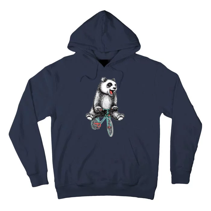 Funny Happy Panda On Bike Bicycle Tall Hoodie