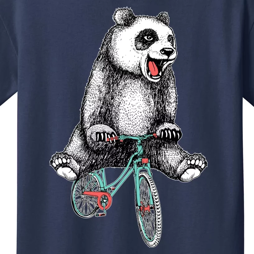 Funny Happy Panda On Bike Bicycle Kids T-Shirt