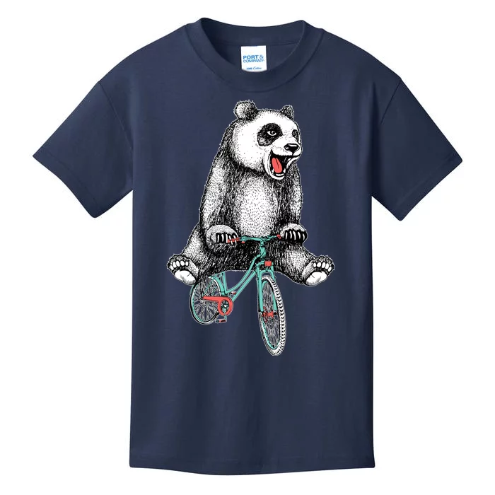 Funny Happy Panda On Bike Bicycle Kids T-Shirt