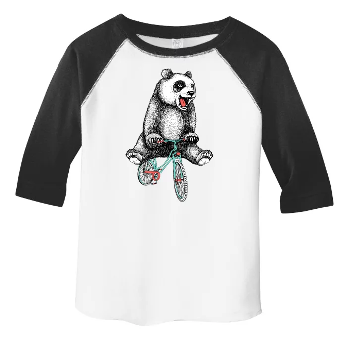 Funny Happy Panda On Bike Bicycle Toddler Fine Jersey T-Shirt